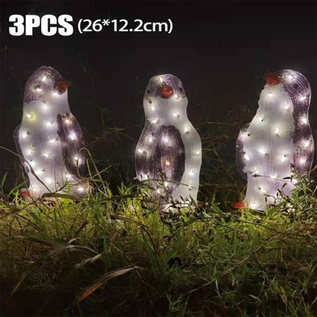 3 St Led Ljus Penguin Dekor Jul Trädgård Yard Statyett Lampa