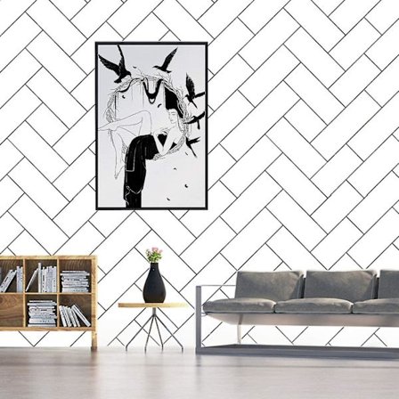 Moderne svart-hvitt stripete tapet 19,6 x 374 Peel og Stick tapet Selvklebende