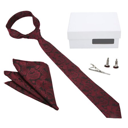 6 stk. slips til mænd - Klassisk alsidigt sæt til forretningskjole, bryllup, slips til mænd, lommetørklæde, manchetknapper, slipsenål, gaveæske