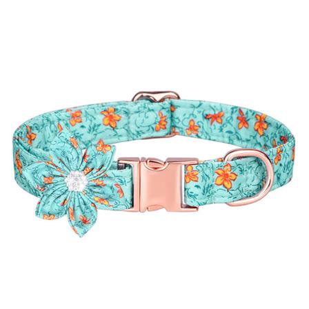 Hundhalsband för flickhundar Blommönster Justerbara djurhalsband Avtagbar blomma
