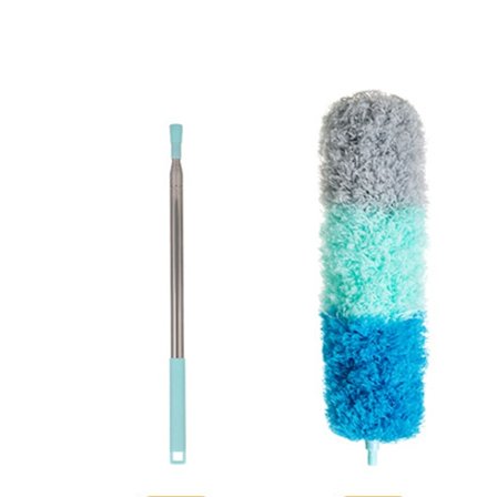 Teleskopisk støvbørste, spindelvævsbørste, ulvehoved 254CM sammenklappeligt hoved vaskbart blåt