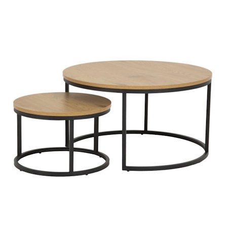 Sohvapöydät 2kpl SPIRO D50xK33cm, D80xK45cm, tammi