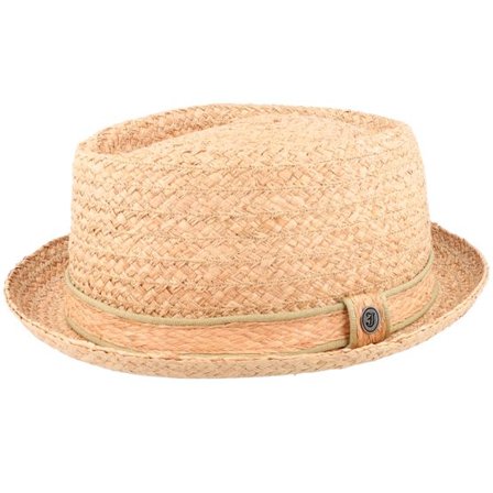 Jaxon & James - Beige straw Hatt - Raffia Diamond Crown Straw Pork Pie @ Hatstore
