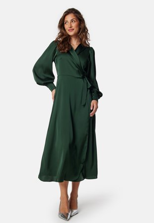 VILA - Vienna Ravenna L/S Ankle Wrap Dress - Kläder - - Bubbleroom Omlottklänning