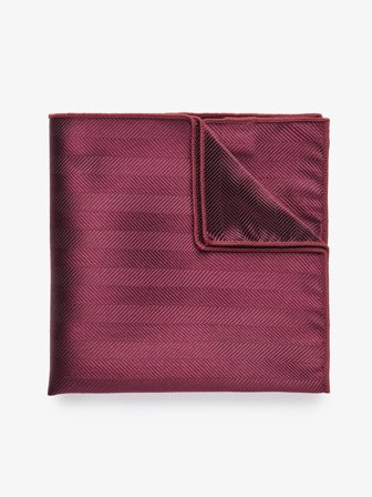 John Henric Men's Burgunderrotes Einstecktuch mit Fischgrätenmuster Size Onesize