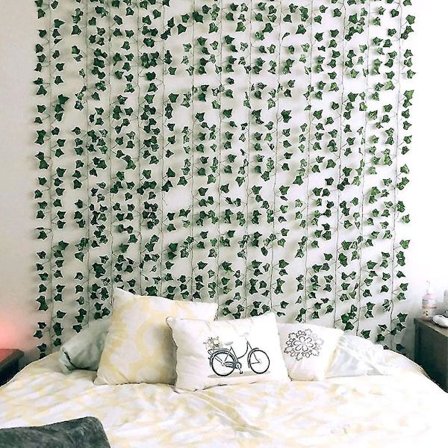 12 stk. kunstig efeu kunstig rattan, silke efeu guirlande grøn plante kunstig grøn hængende plante vin