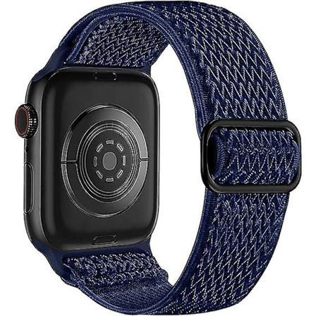 Elastiske bånd kompatible med Apple Watch-bånd, elastisk Solo Loop mykt nylonreim erstatningsbånd for kvinner menn/midnattblå/størrelse: 38/40/41mm