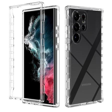 Xhy Samsung Galaxy S23 Ultra case med linsskydd 2 i 1 förstärkt stötfångarskydd Anti repor Transparent Stötsäker Hållbar Non-Ye