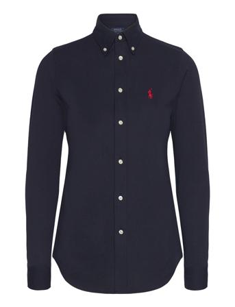 Slim Fit Knit Cotton Oxford Shirt Tops Shirts Long-sleeved Navy Polo Ralph Lauren