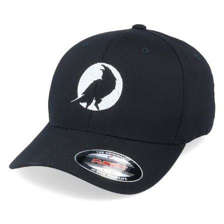 Wild Spirit - Svart flexfit Keps - Moon Crow Silhouette Black Flexfit @ Hatstore