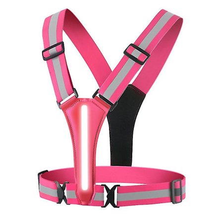 LED Refleksvest Sikkerhetsutstyr, Lysende Vest for Nattvandring og Sykling, Godt Synlig Løpevest med Refleksstriper