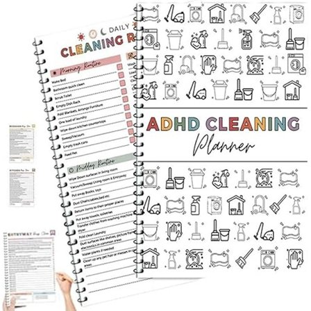 Rengøringsplanlægger, organiseringsværktøj - Gøremålsplanlæggere, redigerbar rengøringsplan notesbog til hjemmet, daglig, ugentlig og månedlig årlig 