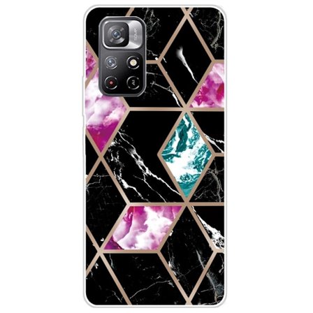 Marmormotiv Xiaomi Redmi Note 11 Pro Plus 5G skal - Kakel Av Svart / Cyan / Ros