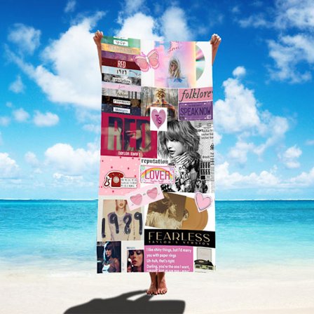90x180cm Mikrofiber Strandhåndklæde med Berømthedsmotiv - Rektangulært Strandhåndklæde med Taylor Swift - Sanger - Badehåndklæde