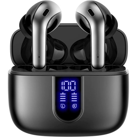 Bluetooth-hodetelefoner True Wireless Earbuds 60H avspilling LED-strømindikator Øretelefoner med trådløst ladeetui IPX5 Vanntett In-Ear-øretelefoner 