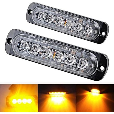 2 st 6 LED bilstrobe varningsljus gult ljus 12V-24V fordonsljusramp - säkerhetsblinkande varningsljus för bil, nyttofordon, båt, släpvagn, husvagn