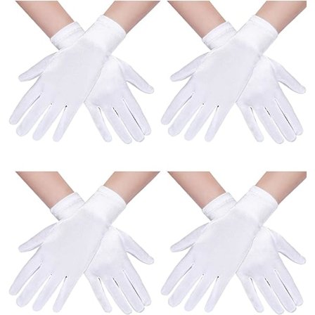 4 par korte sateng hansker for kvinner, hansker i håndleddslengde, kjolehansker