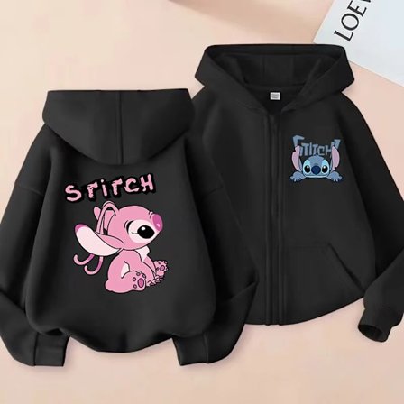 Morsomme Sweatshirts med Glidelås Stitch Hettegenser Barneklær Jente Gutt Lilo og Stitch Sweatshirt Glidelås Hette Baby Casual Topp