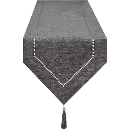 1 st grå linned bordslöpare 32 x 180 cm, högkvalitativ bordslöpare