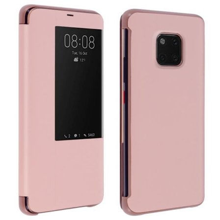 Housse - AVIZAR - Huawei Mate 20 Pro - Hård Skal - Roséguld - Fodral med Stort Fönster