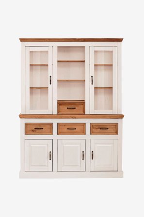 Loft24 - Buffé 3 dörrar 3 lådor 2 glasdörrar 1 låda Selma - Vit - Skåp - Från Homeroom