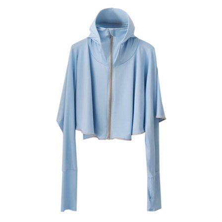 UV-beskyttende solkremhettejakke, tynn, langermet is-silke, blå sommerjakke for sykling