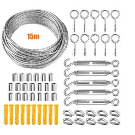 (15m) 304 Rustfritt Stål Tau Henge Kit, Nylon Belagt Rustfritt