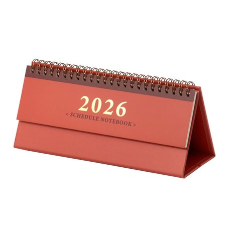 2026 Bordkalender Mini Oktober 2025 - Desember 2026 Horisontal Dobbel Wire Innbundet Kontor Hjem Skole Kompatibel Crimson Rød