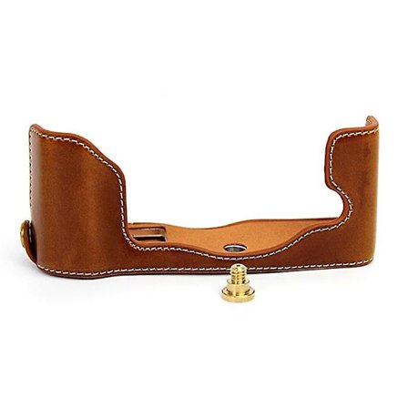 PU-Lær Kamerabeskyttelsesveske For Olympus PEN-F, Halvkroppsdeksel med Bunnåpning