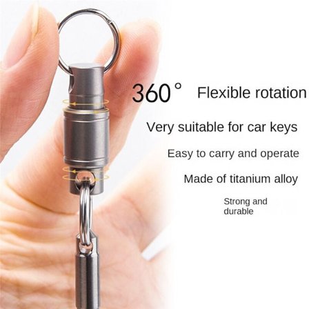 Titanium nøglering, aftagelig frigivelse drejelig nøglering, heavy duty bil nøglering med 2 titanium nøgleringe