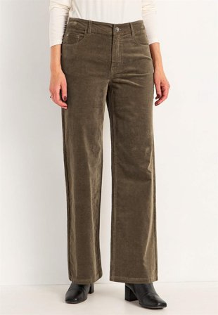 Cellbes of Sweden - Elastiske fløjlsbukser med brede ben i nougat til damer i størrelse 56