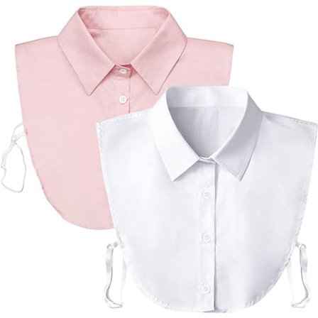 2 stk. - Blusekrage Dame - Skjortekrage - Løs krage - Blusekrage - Falsk løs krage