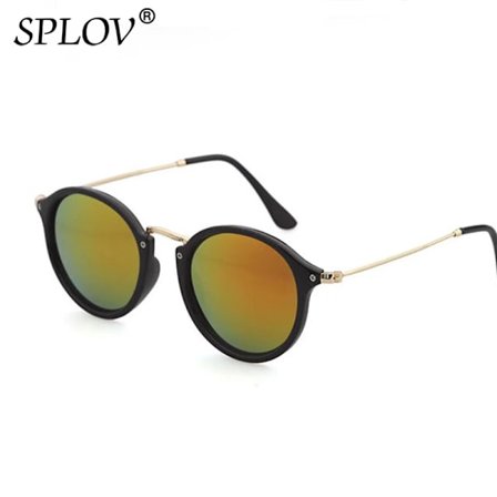 SPLOV Nyanlända Runda Solglasögon Retro Män Kvinnor Märkesdesign Solglasögon Vintage Beläggning Speglade Oculos De Sol UV400