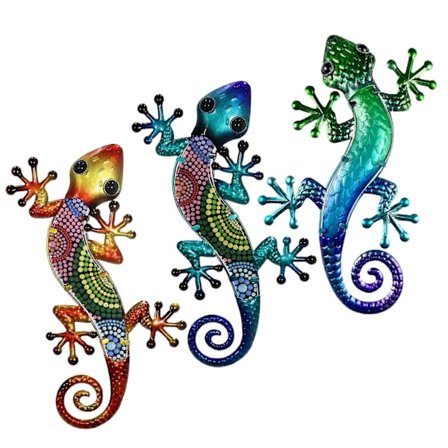 3 stk. Akryl Gekko Veggdekorasjon Hjemmekontor Stue Innendørs Utendørs Hage Veggkunst Jern Hengende Fargerik Øgle Ornament Anheng Julegave