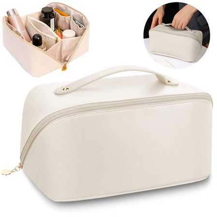 Stor sminkväska för resor, sminkväska i läder, vattentät