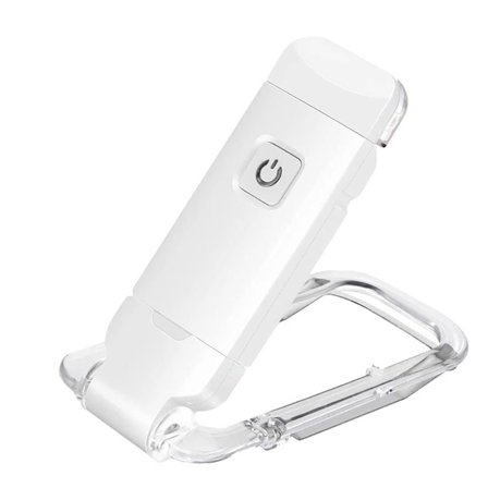 Bærbar USB genopladelig LED boglampe med clips til læsning i sengen, justerbar lysstyrke, dæmpbar bogmærkelampe (hvid)
