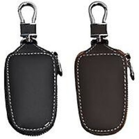 Ægte Læder Bilnøgle Etui, Fjernbetjent Bilnøgle Etui Ægte Læderpung Til Mænd Lynlås Bilnøgle Etui (sort)