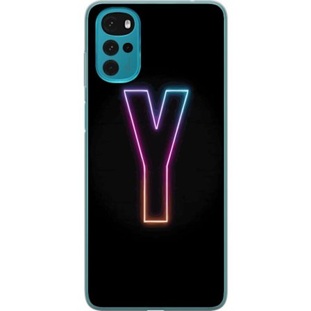 Kompatibel Mobilcover til Motorola Motorola Moto G22 Minimalistisk neonbogstav Y i farveskiftende lys mod sort baggrund