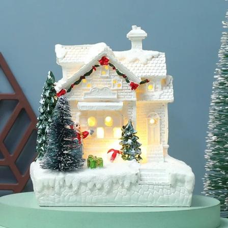 Jul Landsby Hvid Lækkert Hus Bygning Ferie Dekorationer Harpiks Jule Træ Ornament