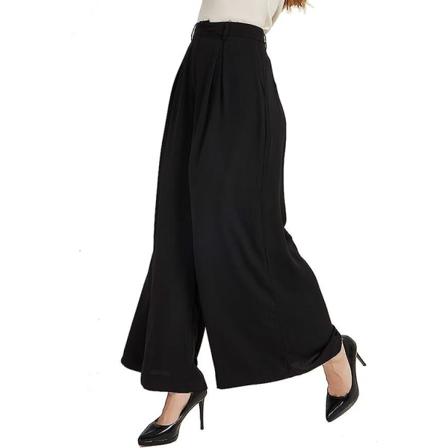 Kvinnor Hög midja Casual Bred Ben Långa Palazzo Byxor Byxor Vanlig storlek black XL