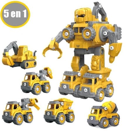 Leke - AMOUNE - 5-i-1 Konstruksjonsroboter - Lyd og Lys