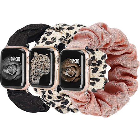 3 Pakkausta Yhteensopiva Apple Watch -ranneke 42 mm Kangas Pehmeä Kuvioitu Painettu Kangas Ranneke Rannekoru Naiset IWatch Elastinen Scrunchy 