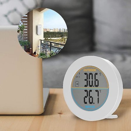 Indendørs og udendørs termometer, digitalt trådløst termometer med probesensorer, HD LCD-display temperaturdetektor, min/maks hukommelse, trend, /