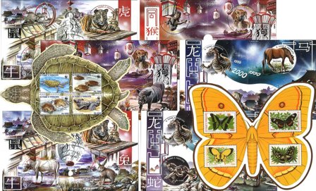 São Tomé og Príncipe - 6 ark og 2 miniark 2001-2002 - Postfrisk