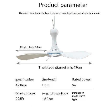Campingvifte, Bærbar Mini Takvifte, USB Teltsvifte for Utendørs Fjernkontroll