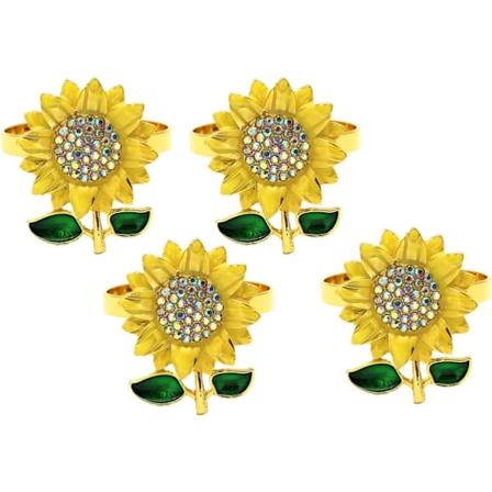 Jouluaiheinen auringonkukanapkinrengas (4 kpl)