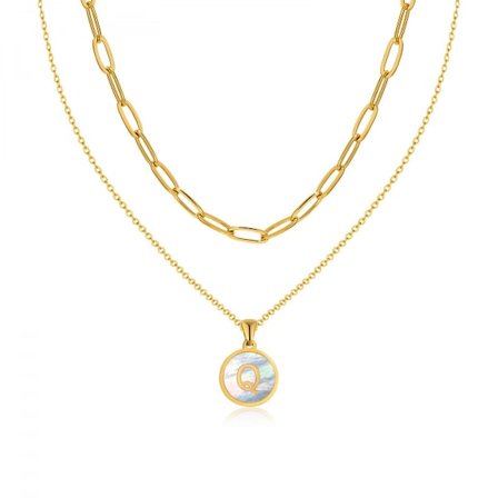 Flerskiktat halsband för kvinnor och flickor | Halsband med lager av gemkedjor | Halsband med berlock i form av en skiva | Fashion Jewelry