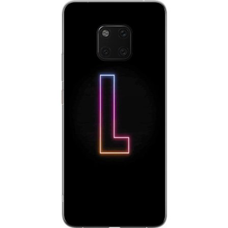 Kompatibel Mobilcover til Huawei Huawei Mate 20 Pro Minimalistisk neonbogstav L i blødt farveskiftende lys mod sort baggrund med ren grafisk æstetik