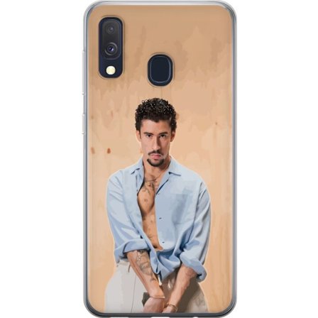 Kompatibelt Mobildeksel til Samsung Galaxy A40 Bad Bunny Super Bowl-inspirert grafikk med NFL-trofé og San Francisco-bro i sportdesign