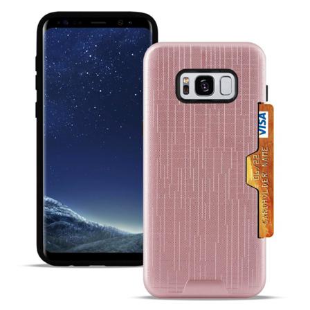 Borstat Fodral För Samsung Galaxy S8 Brushed Cover Kortfack Hårt Rosa Guld